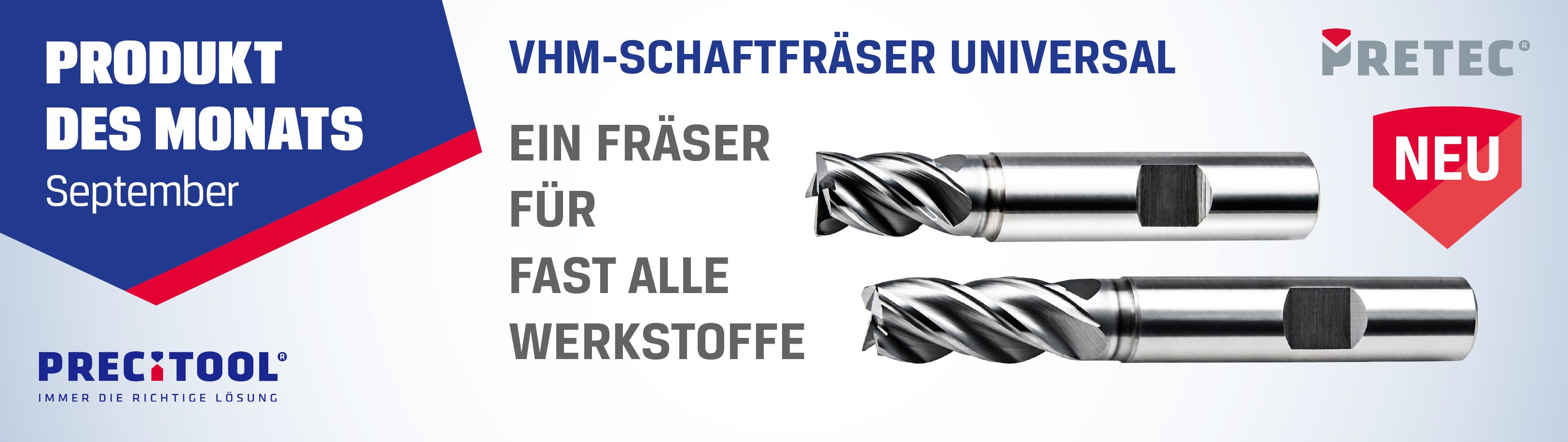 Produkt des Monats September von Precitool - VHM-Schaftfräser Universal, freigeschliffener Schaft - HENKA