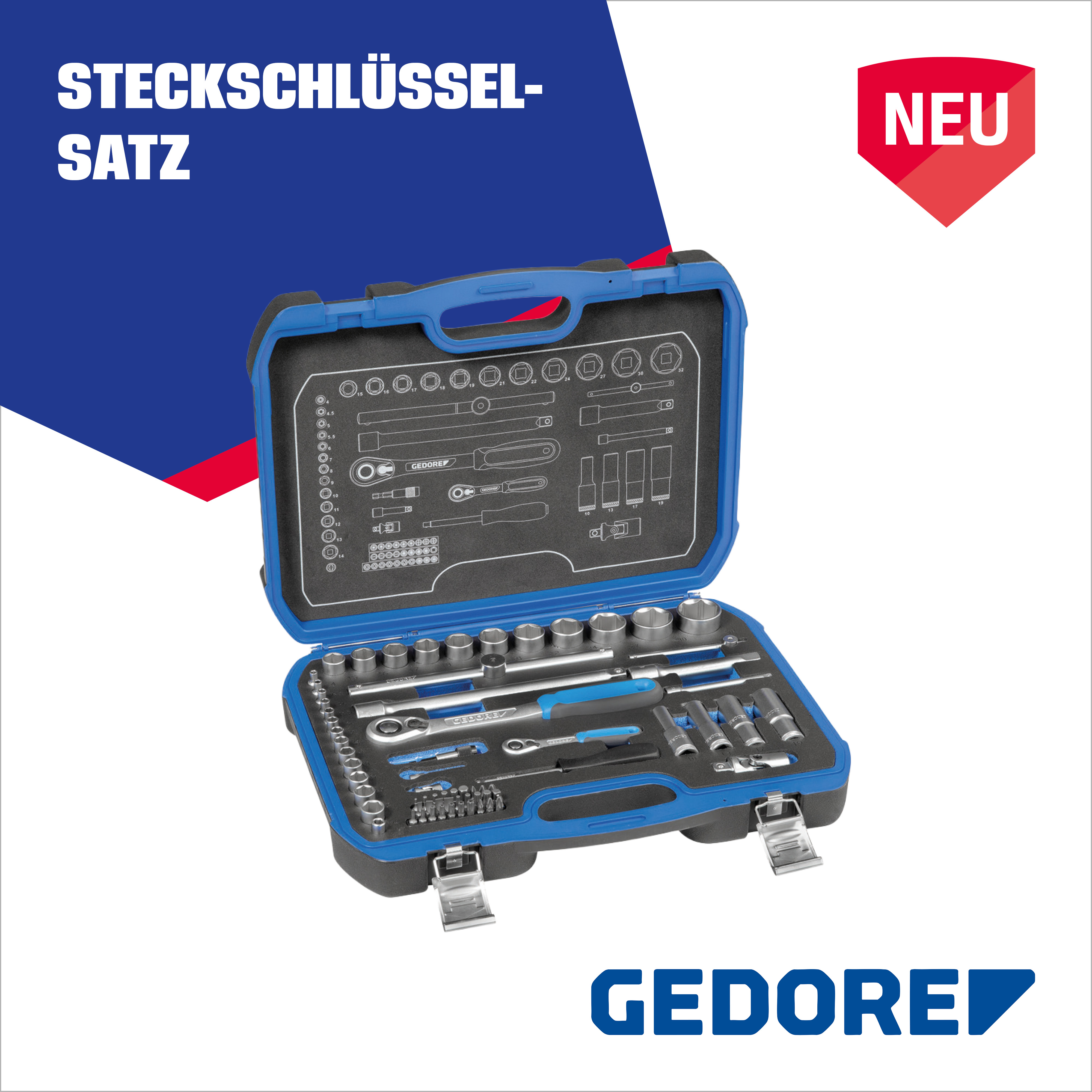 Aktuelles - Katalog PRECITOOL Werkzeuge 2026 | 27 - Handwerkzeuge - Steckschlüssel-Satz - Gedore - 5143720010