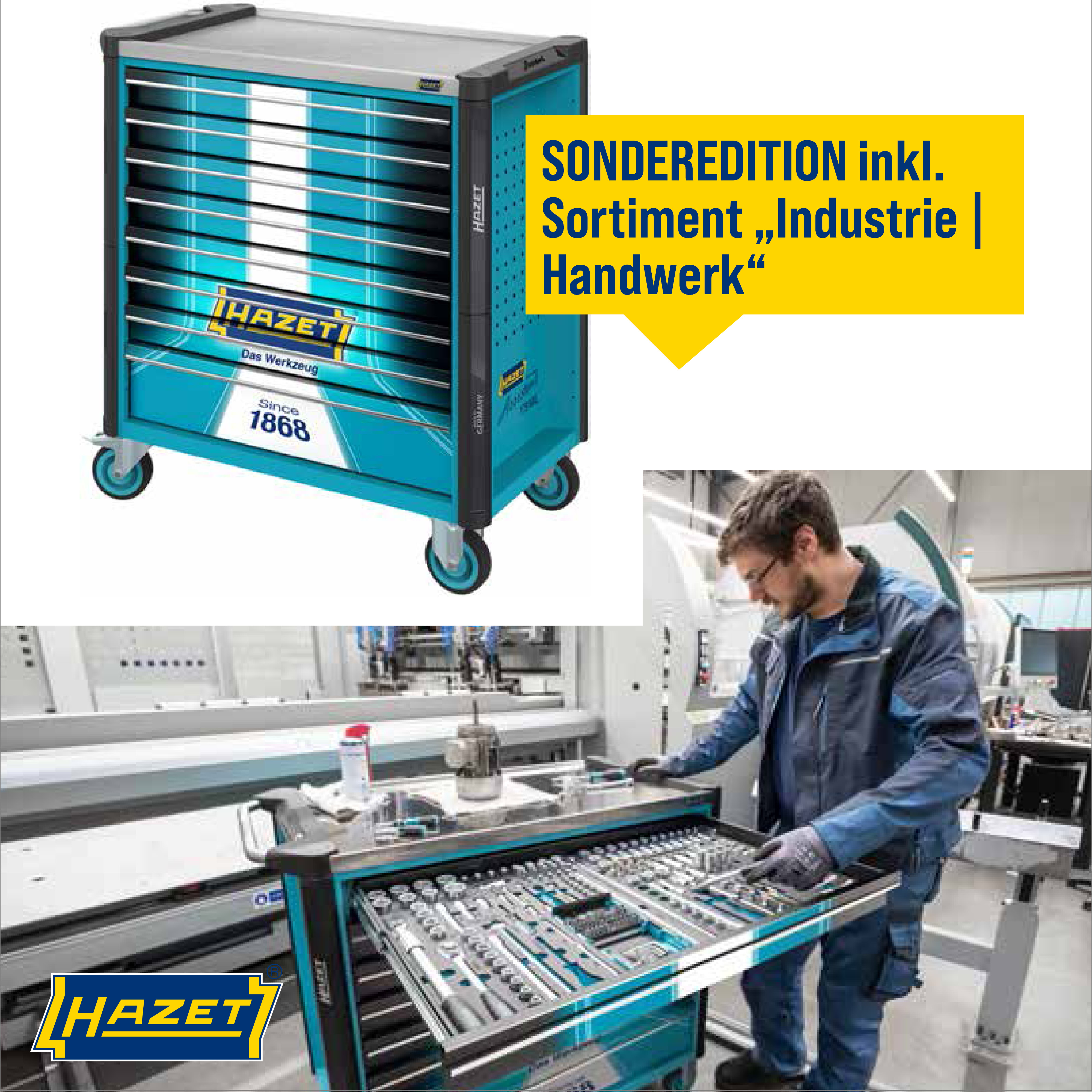 Assistent Werkstattwagen Sonderedition mit Industrie- und Handwerks-Sortiment von HAZET